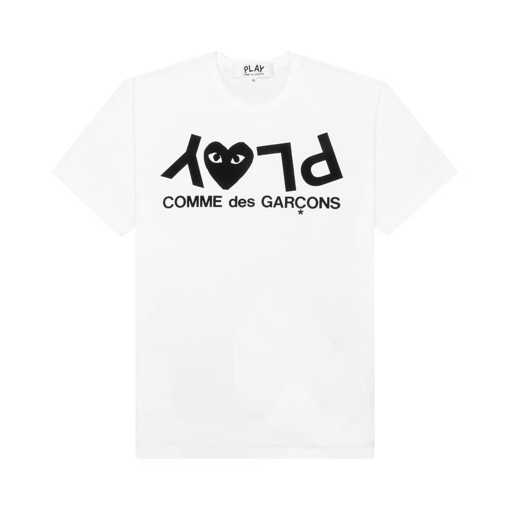 Comme Des Garcons Play Inverted Text T-Shirt White