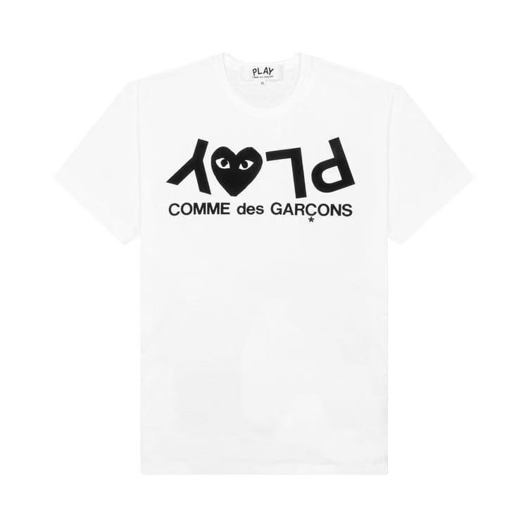 Comme Des Garcons Play Inverted Text T-Shirt White