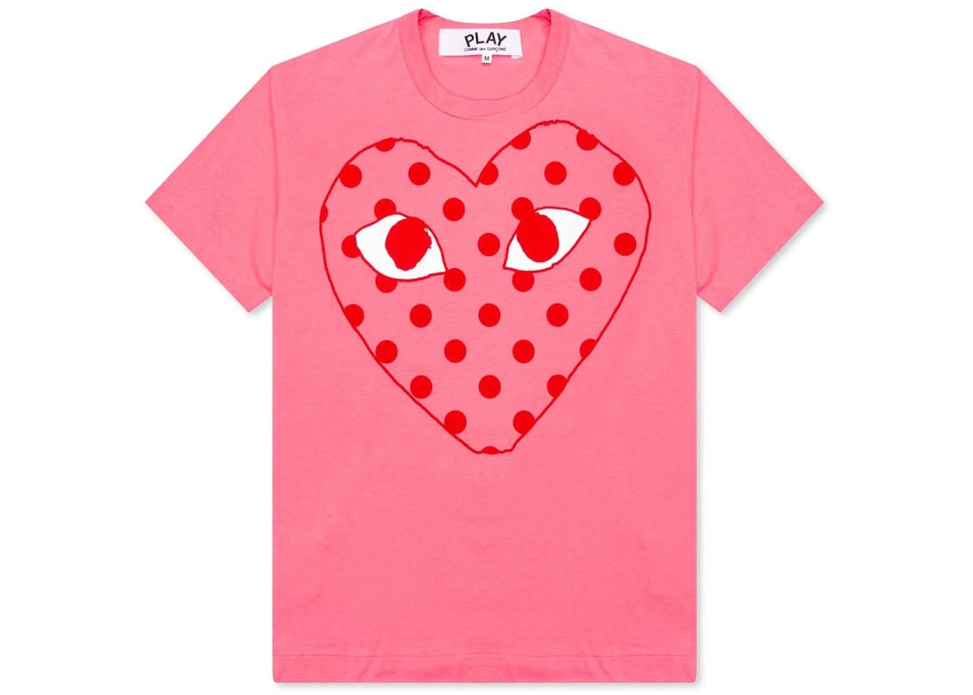 Comme Des Garcons Play Pastelle Polka Dot Red Heart T-Shirt Pink