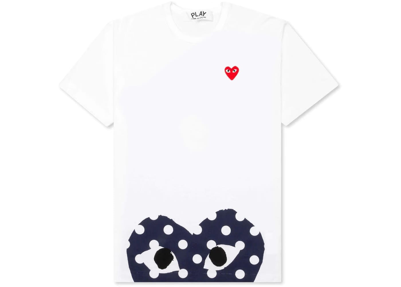 Comme Des Garcons Play Polka Dot Navy Half Heart T-Shirt White
