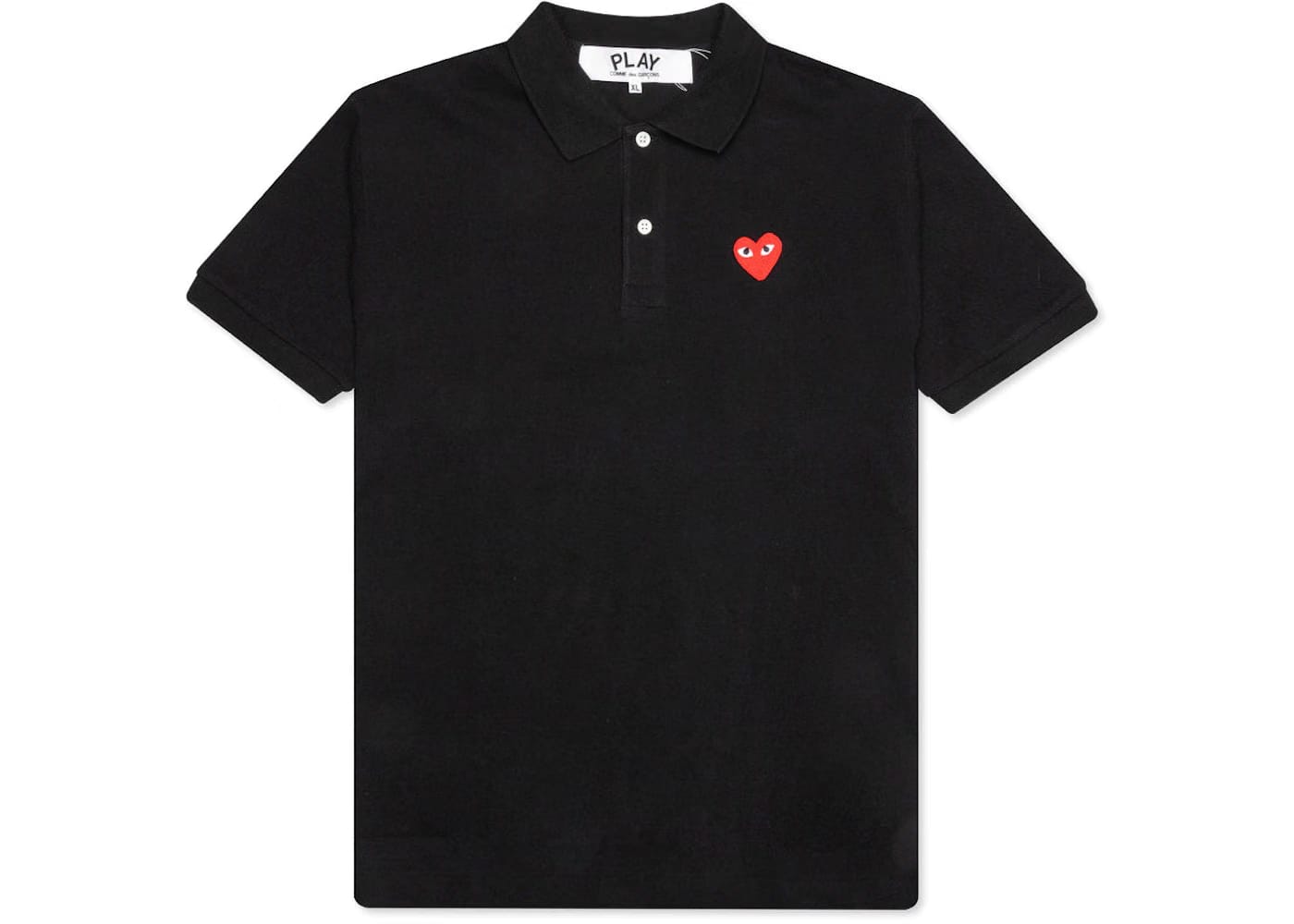 Comme Des Garcons Play Red Emblem Polo Black