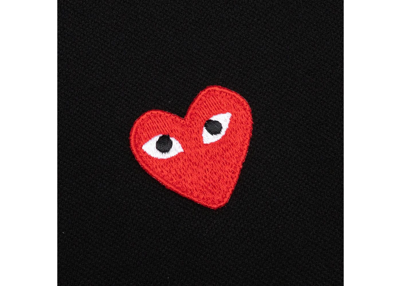Comme Des Garcons Play Red Emblem Polo Black