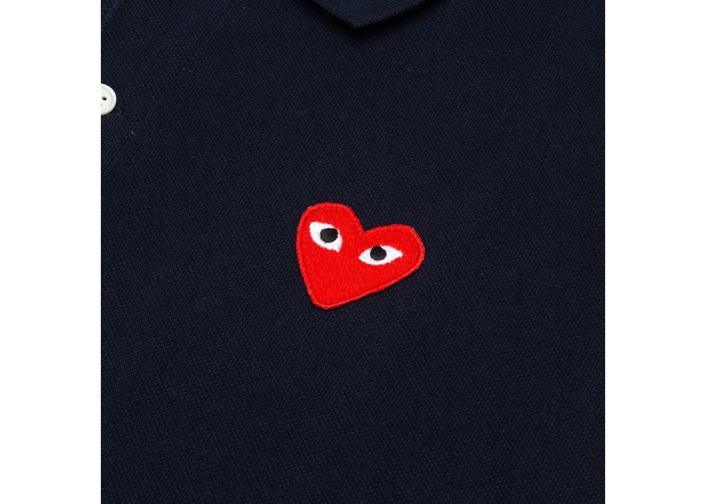 Comme Des Garcons Play Red Emblem Polo Navy