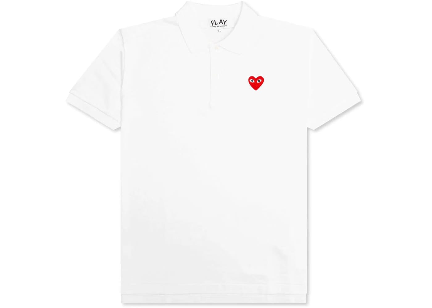 Comme Des Garcons Play Red Emblem Polo White