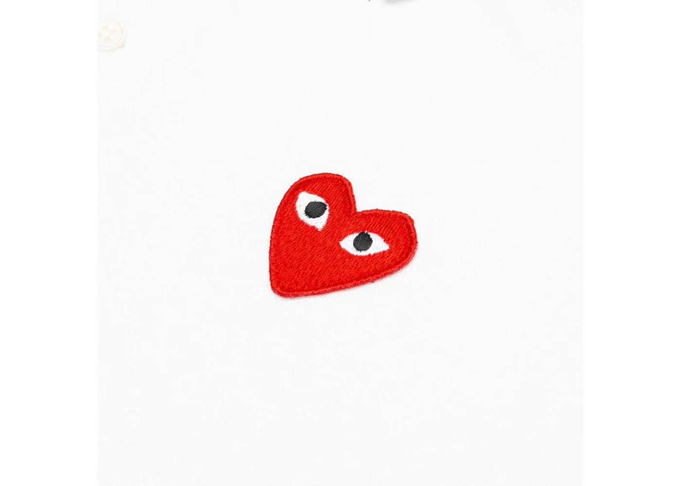 Comme Des Garcons Play Red Emblem Polo White