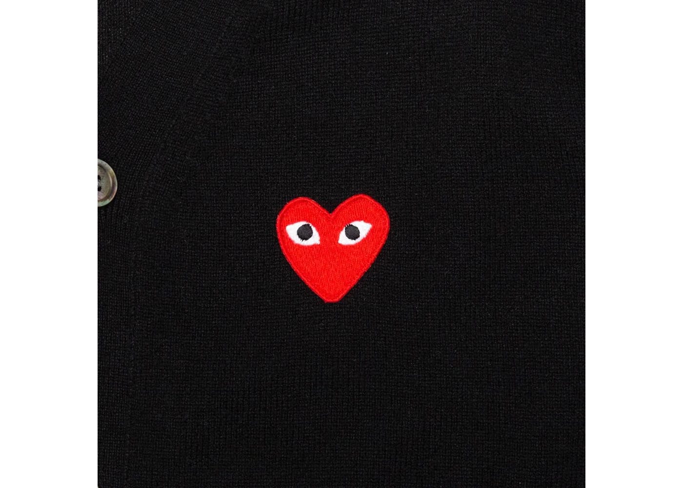 Comme Des Garcons Play Red Heart Knit Cardigan Sweater Black