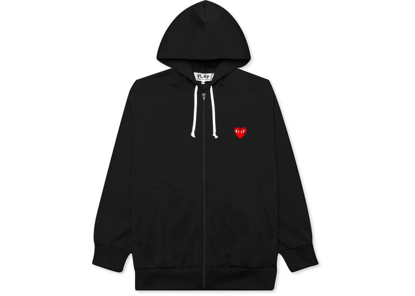 Comme Des Garcons Play Red Heart Zip Up Hoodie Black
