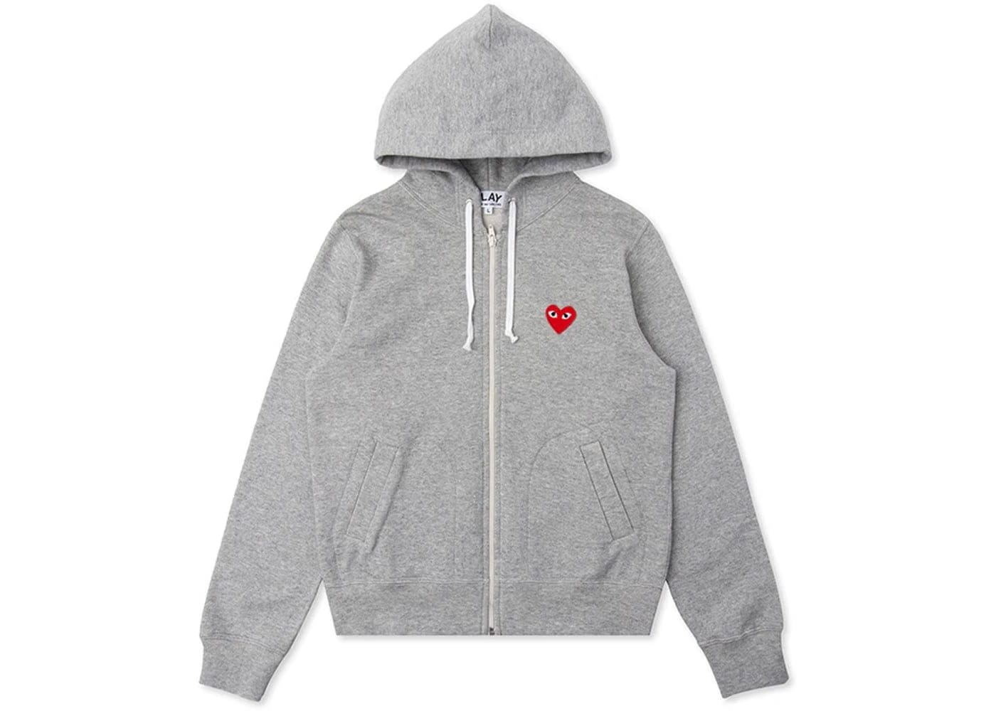 Comme Des Garcons Play Red Multi Heart Zip Up Hoodie Grey