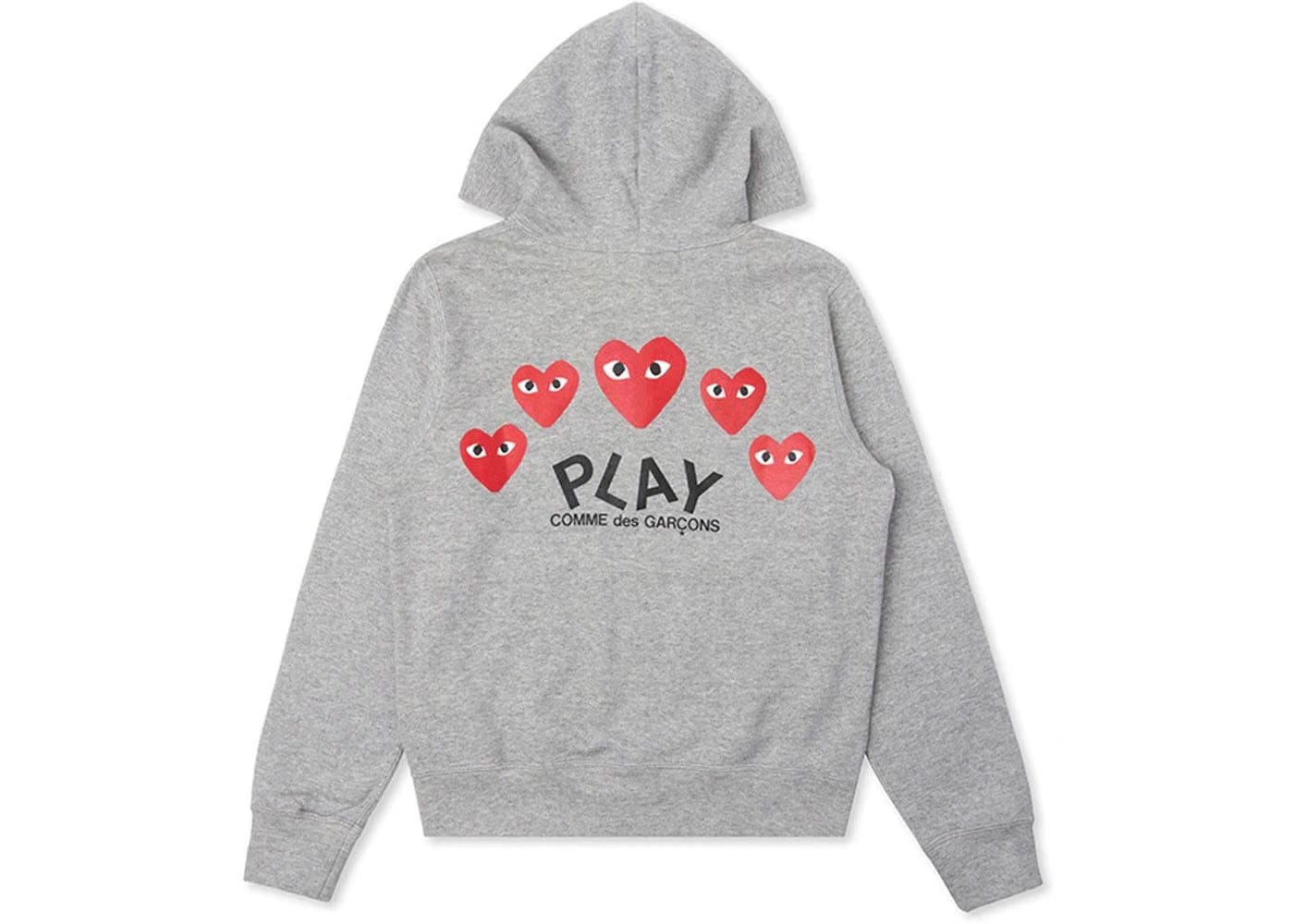 Comme Des Garcons Play Red Multi Heart Zip Up Hoodie Grey