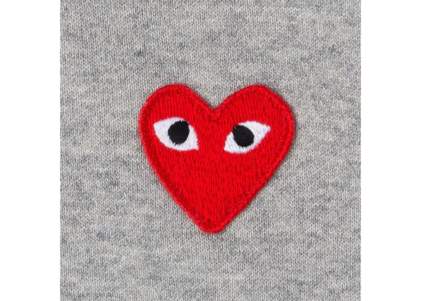 Comme Des Garcons Play Red Multi Heart Zip Up Hoodie Grey