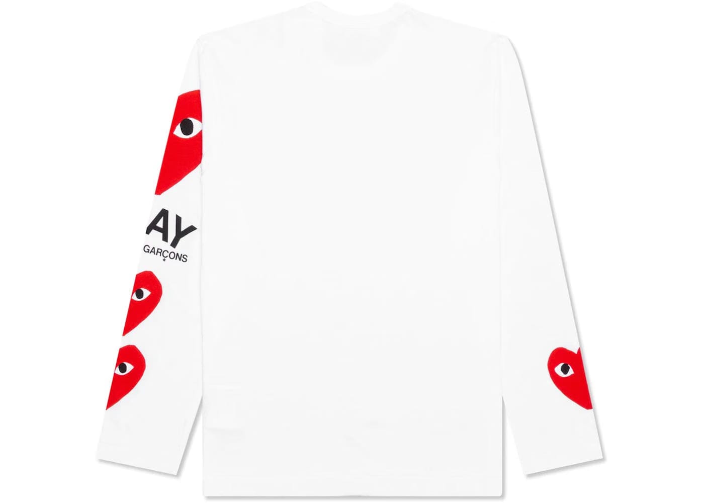 Comme Des Garcons Play Red Printed Sleeve L/S T-Shirt White