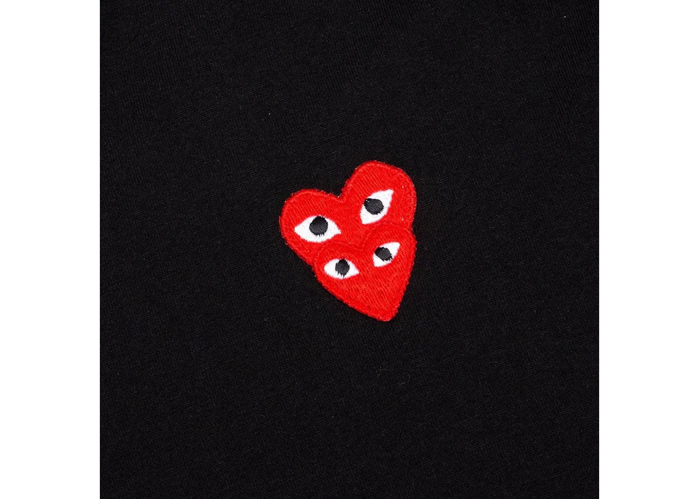 Comme Des Garcons Play Red Stacked Heart L/S T-Shirt Black
