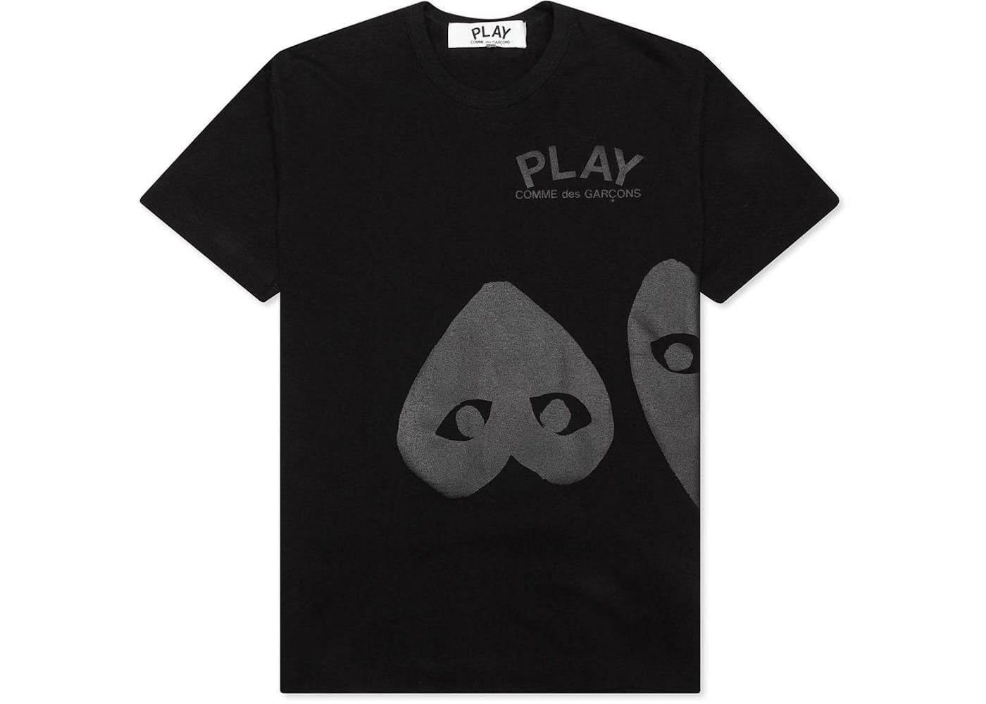 Comme Des Garcons Play Three Black Hearts T-Shirt Black