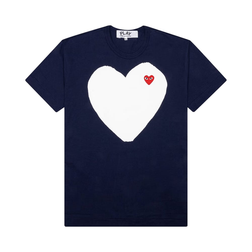 Comme Des Garcons Play White Heart T-Shirt Navy