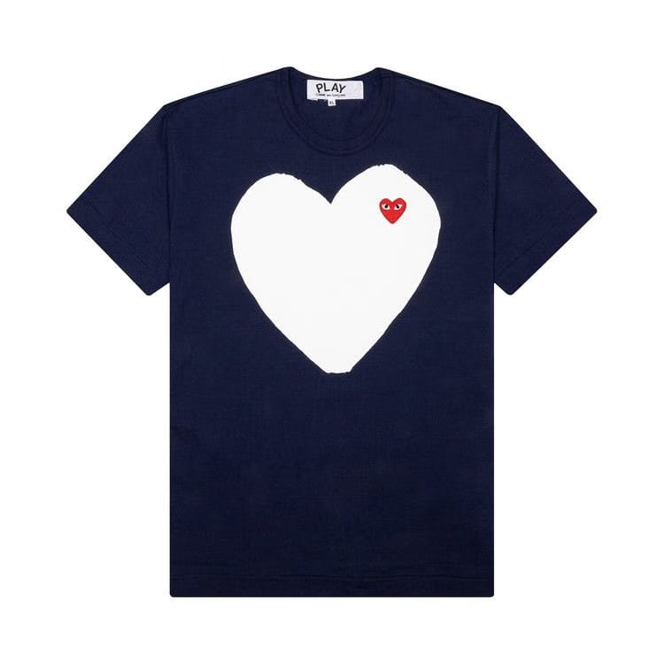 Comme Des Garcons Play White Heart T-Shirt Navy