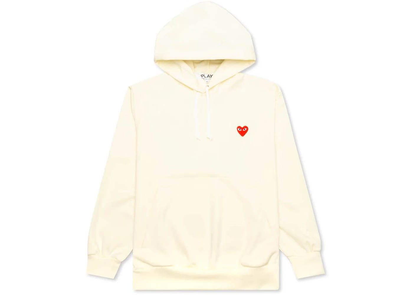 Comme Des Garcons Play Women'S Red Heart Hoodie Ivory
