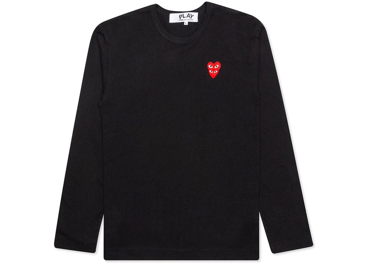 Comme Des Garcons Play Women'S Red Stacked Heart L/S T-Shirt Black