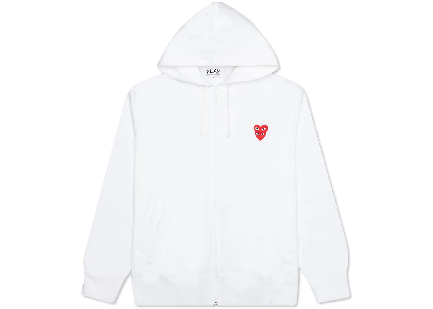 Comme Des Garcons Play Women'S Red Stacked Heart Zip Up Hoodie White