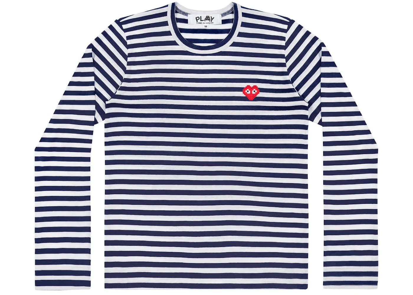 Comme Des Garcons Play x Invader Striped L/S T-Shirt Navy White