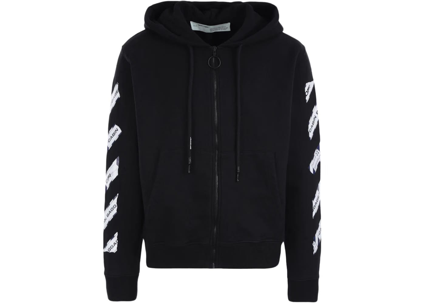 Off-White Airport Tape Zip Up Hoodie Black