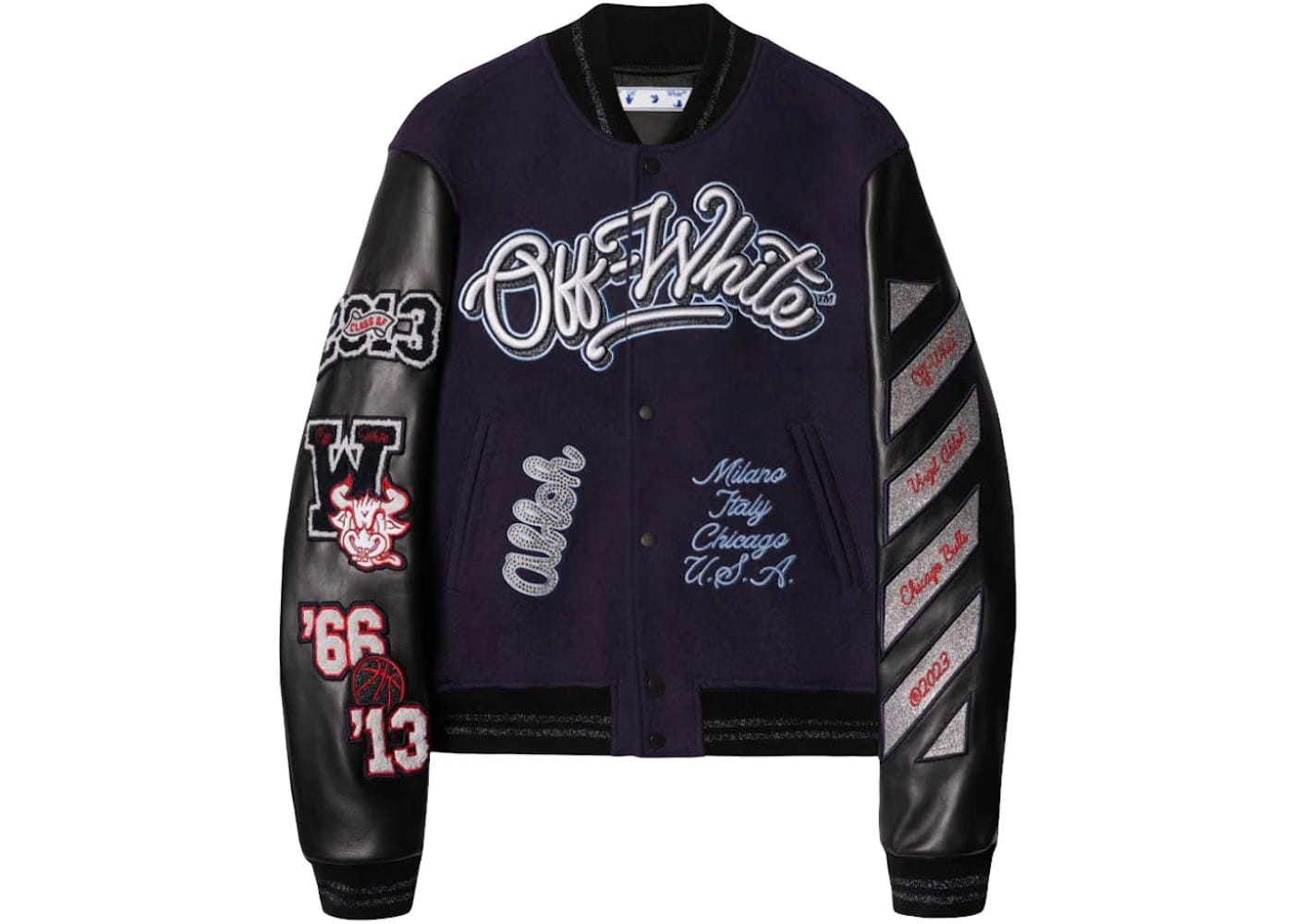 Off-White C/O Chicago Bulls Varsity Jacket Black