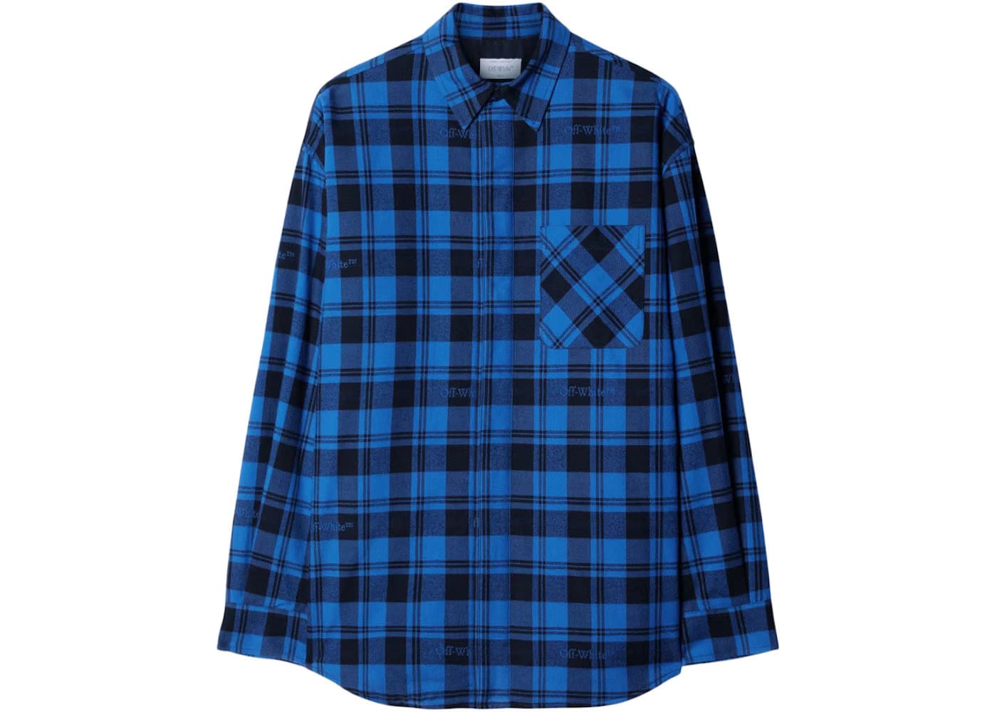 Off-White Checked Flannel Shirt Royal Blue/Black