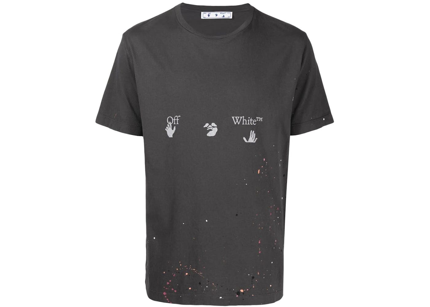 Off-White Vintage Paint Splatter Shorts-Sleeve T-Shirt Magnet White