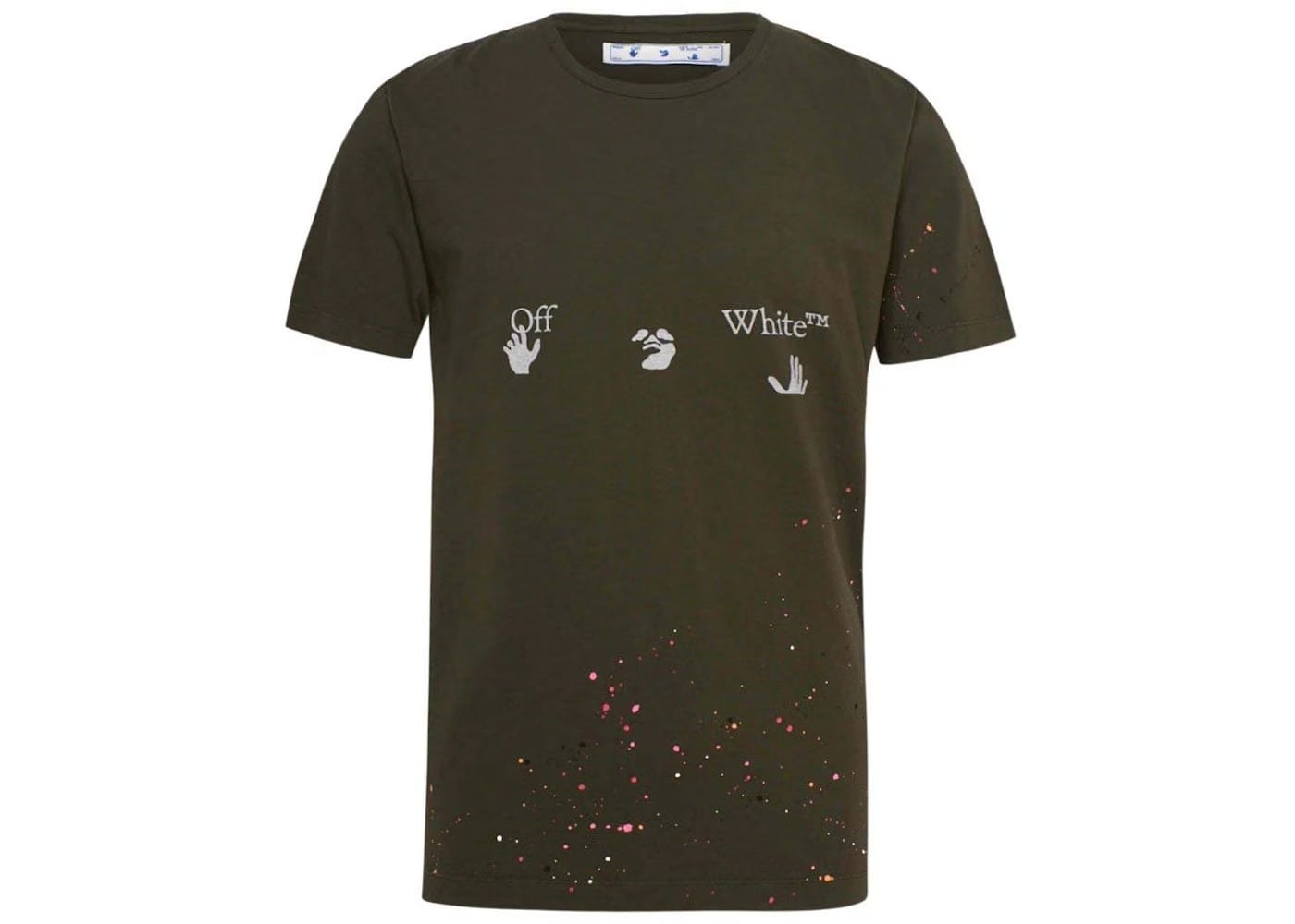 Off-White Vintage Paint Shorts-Sleeve T-Shirt Kombu Green/White