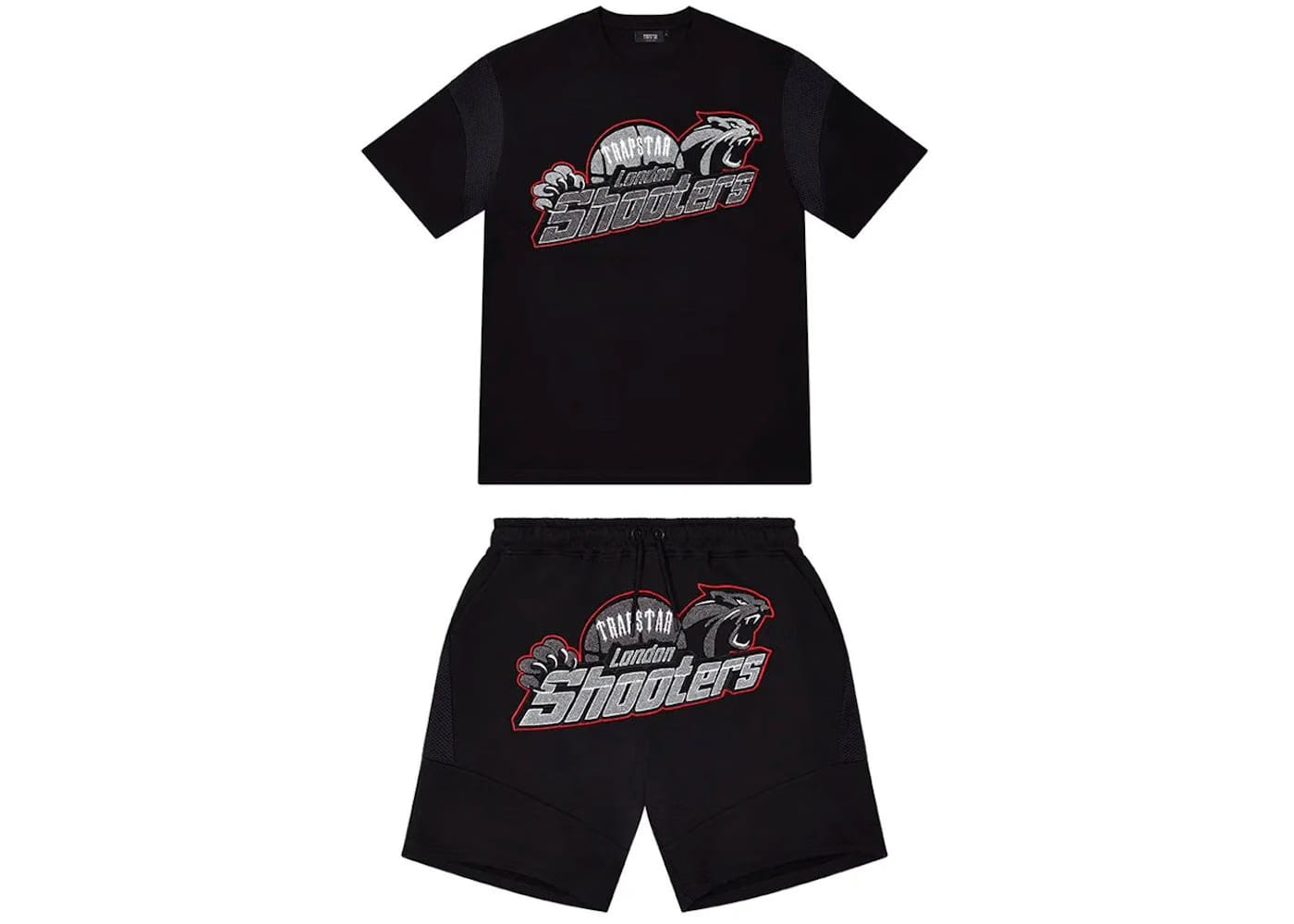 Trapstar Shooters Hoodie Shorts Set Black/Red
