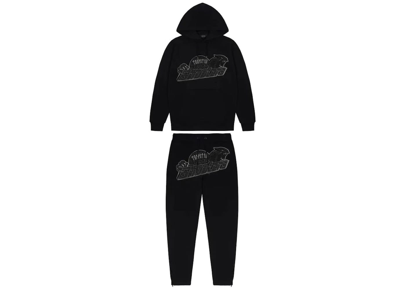 Trapstar Shooters Hoodie Tracksuit Black Monochrome Edition