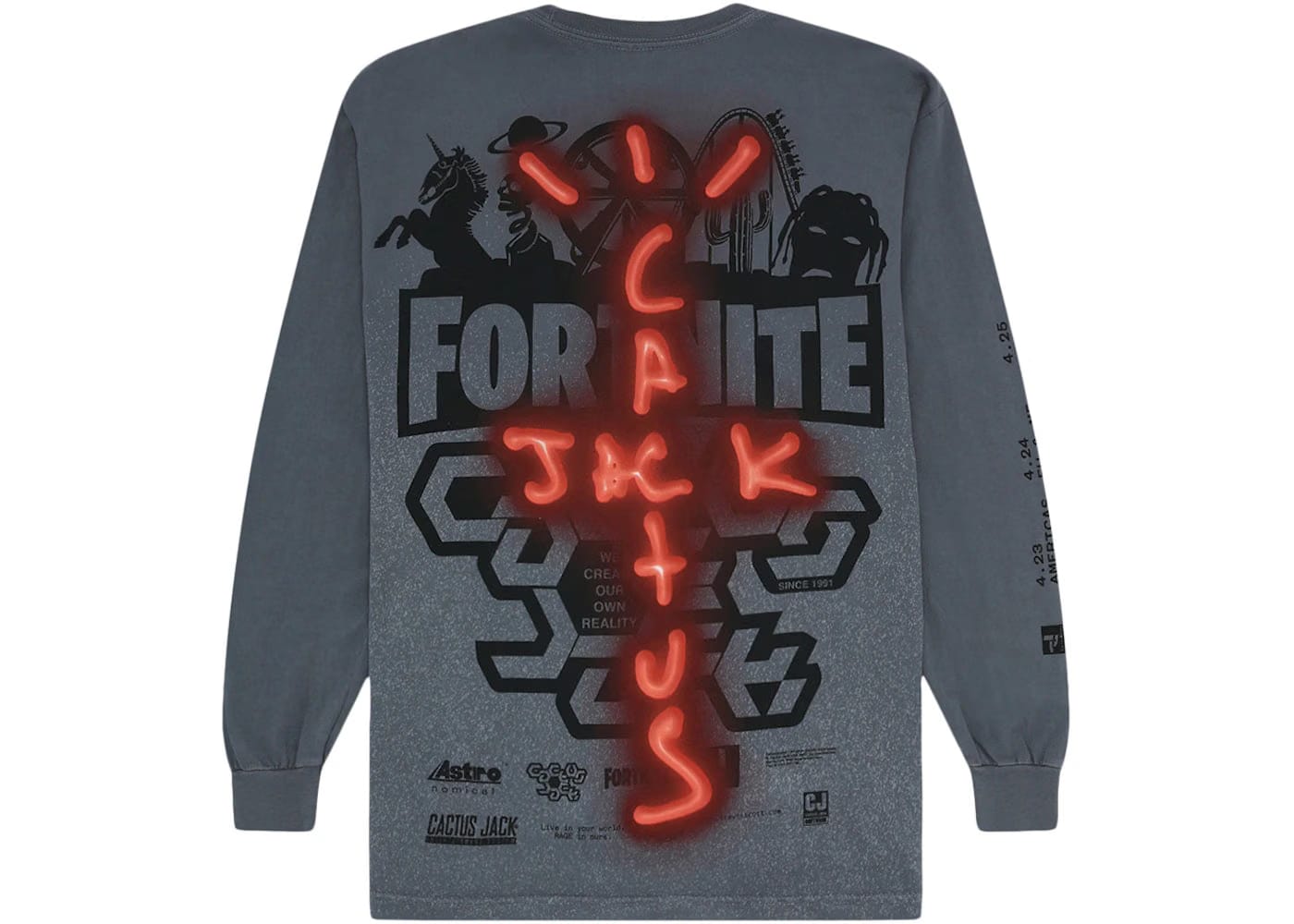 Travis Scott Back Bling L/S T-Shirt Washed Grey