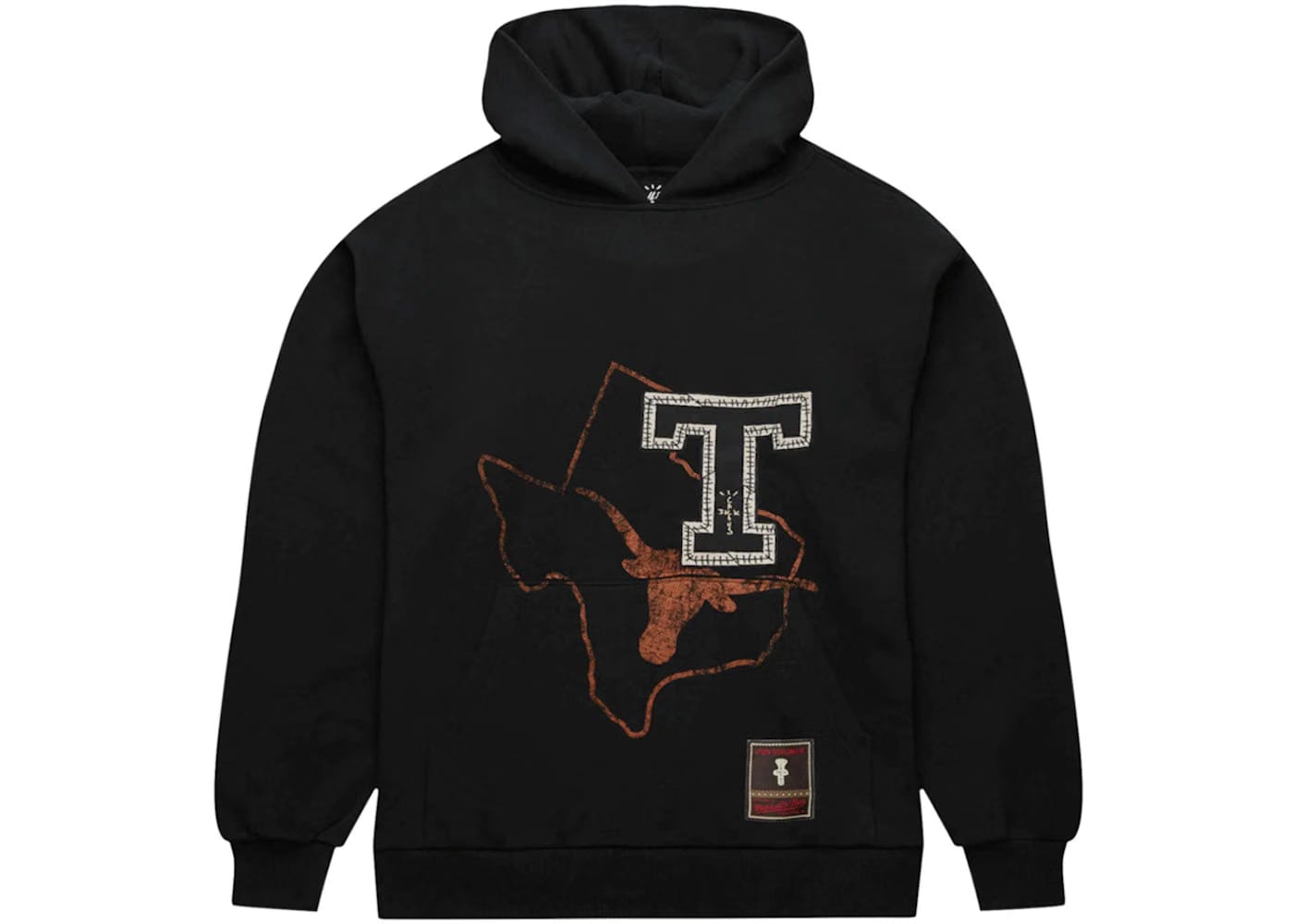 Travis Scott x Mitchell & Ness Texas Longhorns Overlap Pullover Hoodie Black