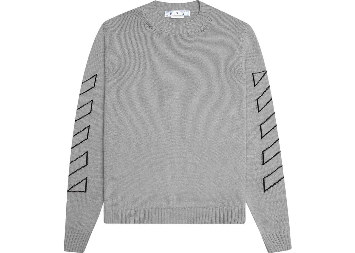 Off-White Diag Outline Knit Crewneck Medium Grey/Black