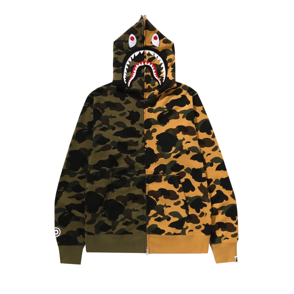 Bape 1St Camo Separate Shark Full Zip Hoodie Green