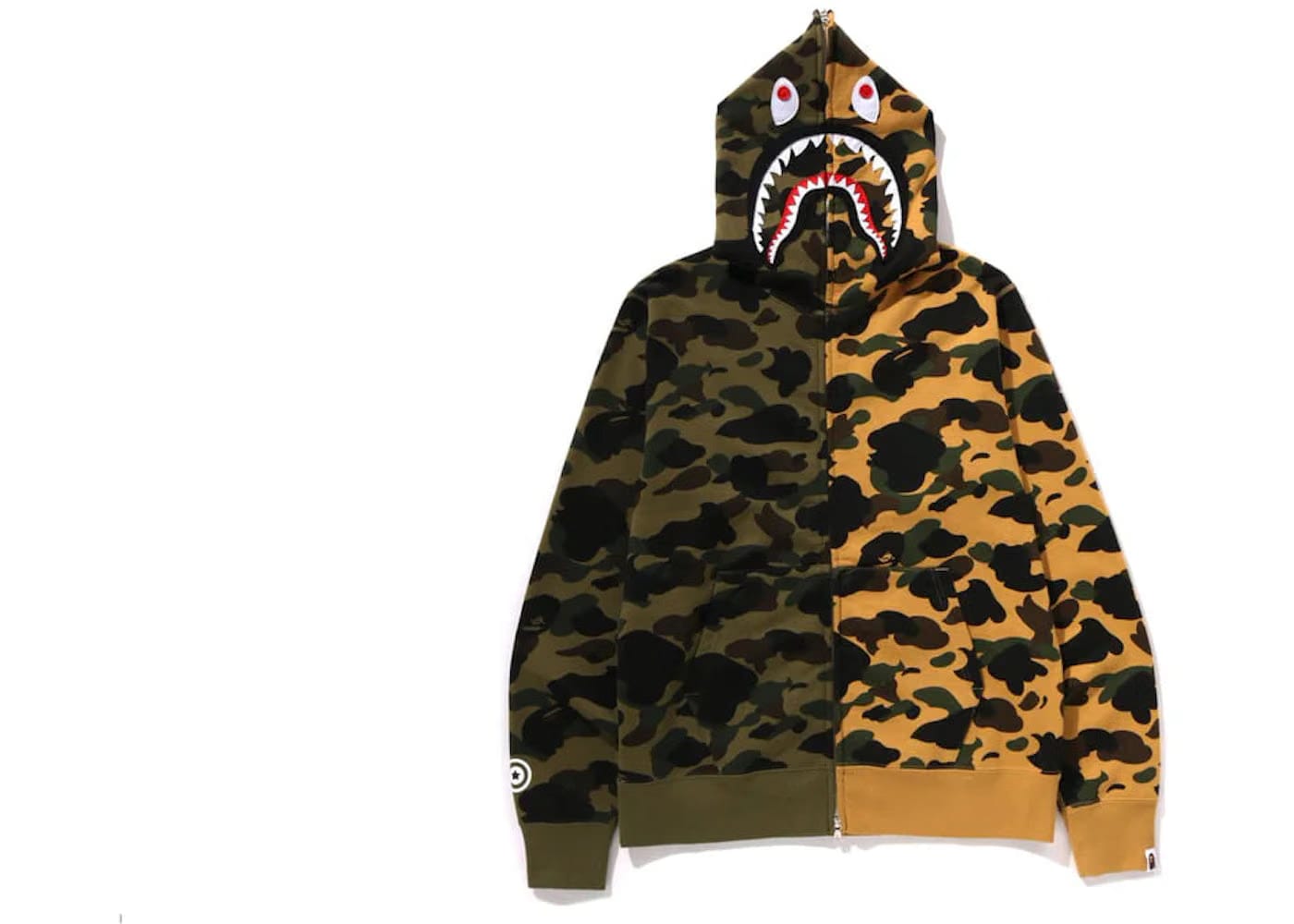 Bape 1St Camo Separate Shark Full Zip Hoodie Yellow