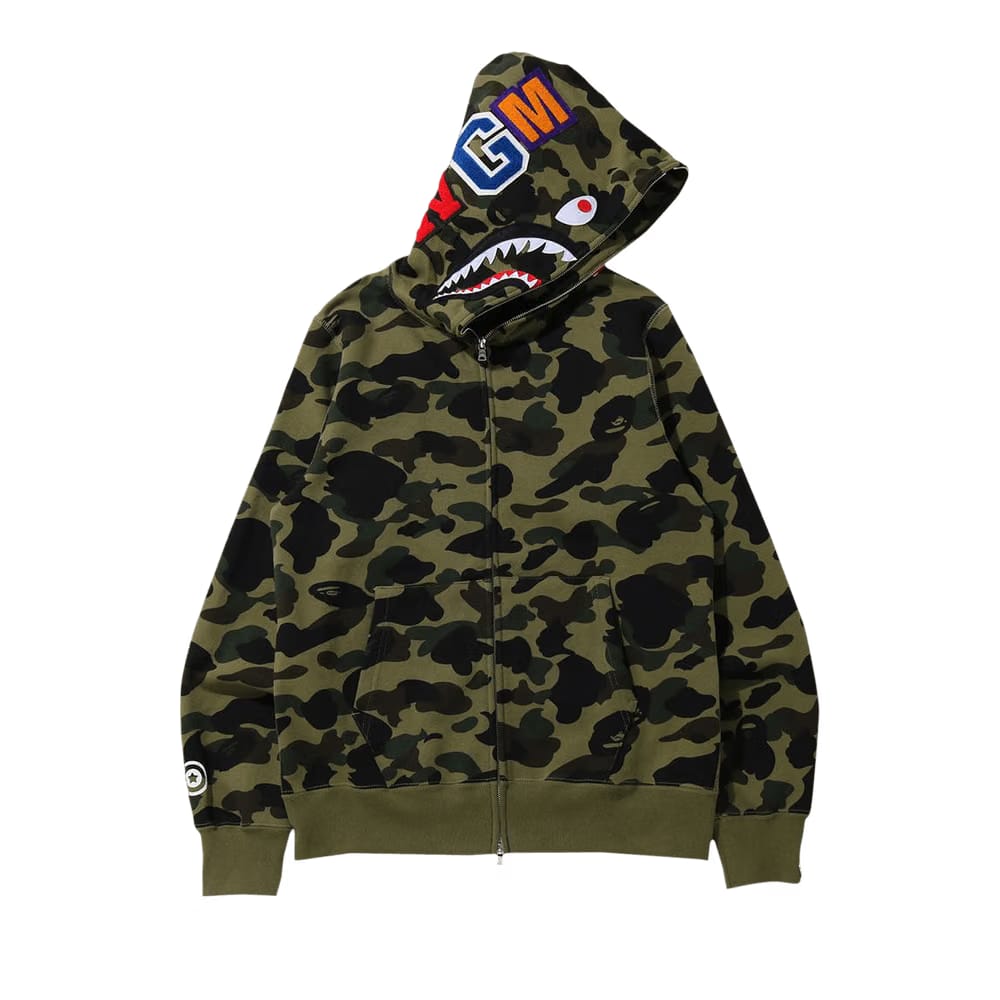 Bape 1St Camo Shark Full Zip Hoodie Green