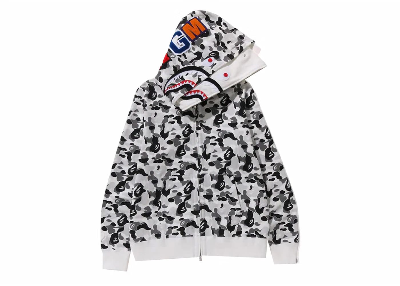 Bape Abc Camo Double Shark Full Zip Hoodie (Fw23) Grey