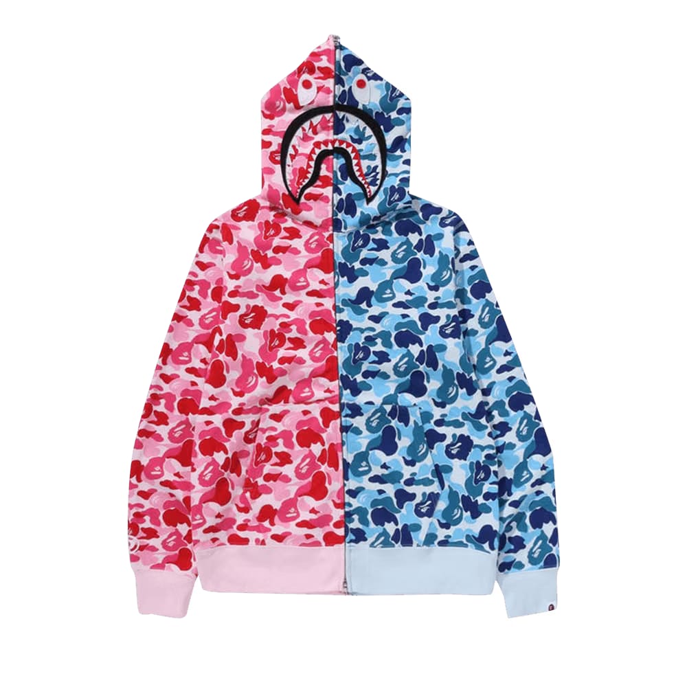 Bape Abc Camo Separate Shark Full Zip Hoodie Pink