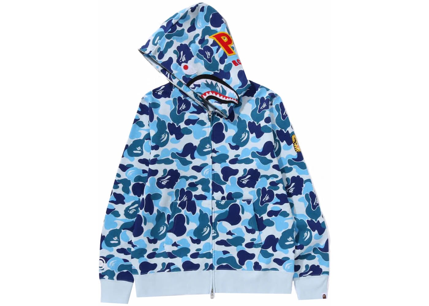 Bape Abc Camo Shark Ponr Full Zip Hoodie Blue