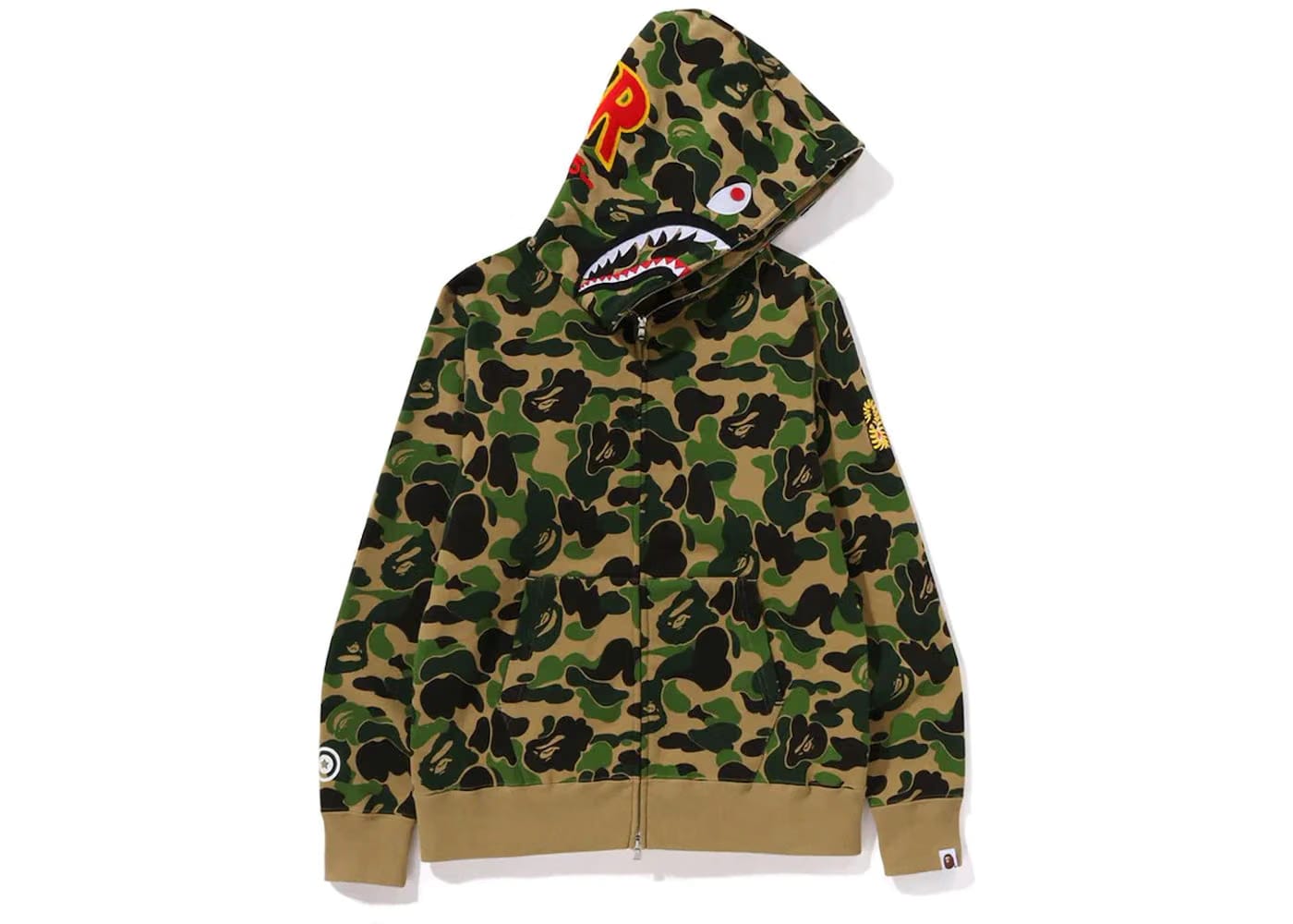 Bape Abc Camo Shark Ponr Full Zip Hoodie Green