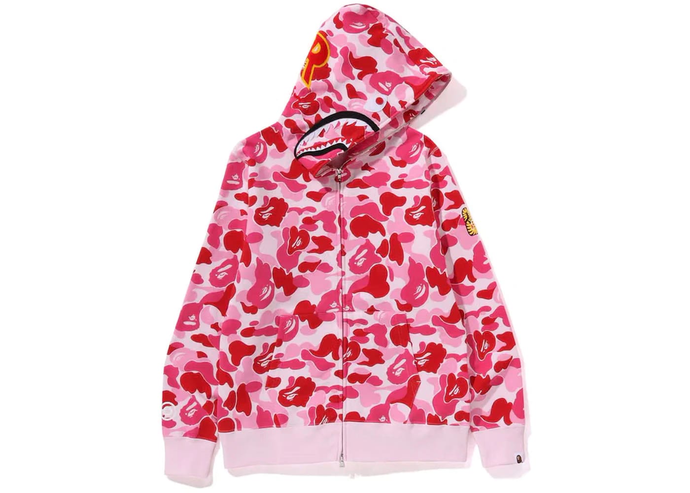 Bape Abc Camo Shark Ponr Full Zip Hoodie Pink