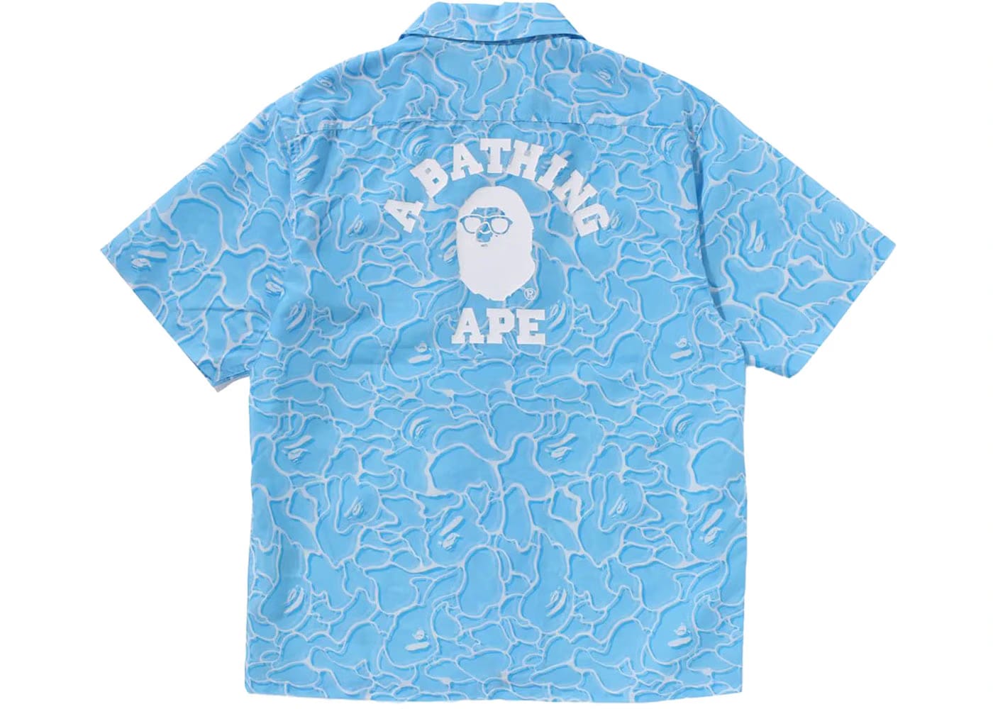 Bape Abc Sea Surface Camo Open Collar S/S Shirt Blue
