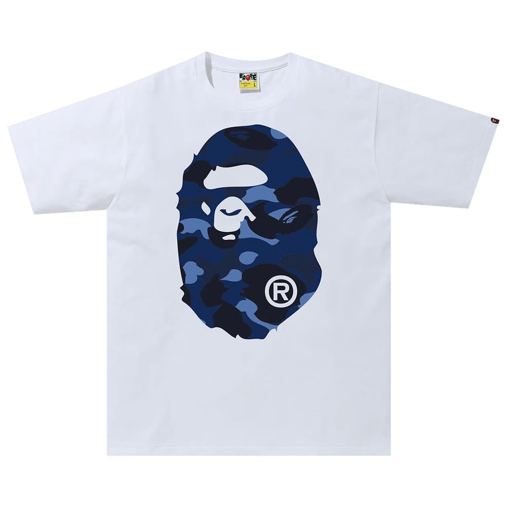 Bape Color Camo Big Ape Head T-Shirt White Blue
