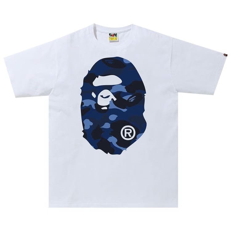 Bape Color Camo Big Ape Head T-Shirt White Blue