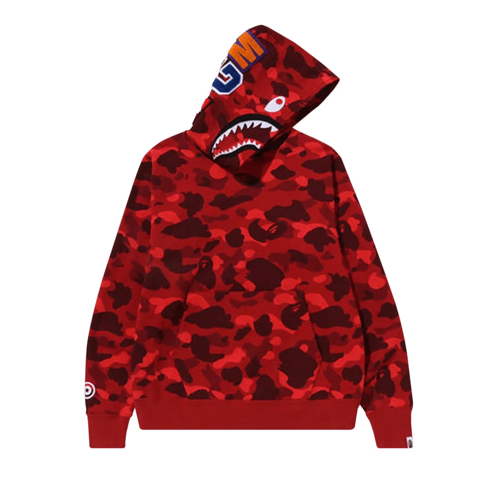 Bape Color Camo Shark Pullover Hoodie Red