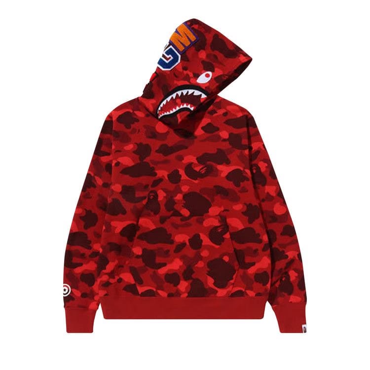 Bape Color Camo Shark Pullover Hoodie Red