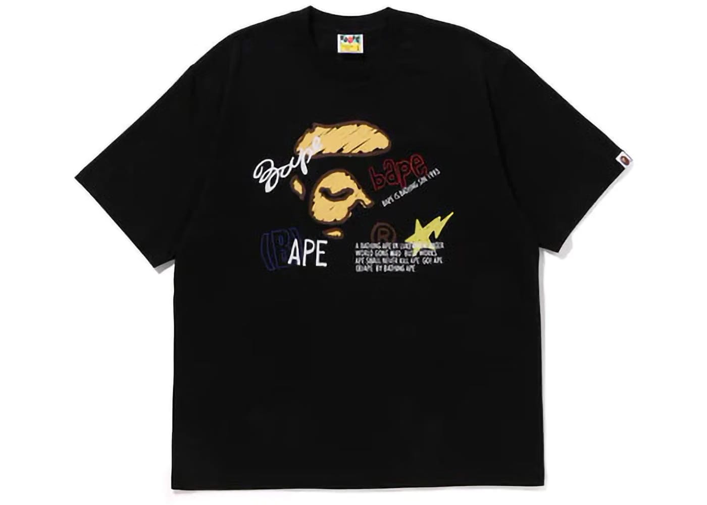 Bape Hand Draw Graphic Relaxed Fit T-Shirt Black