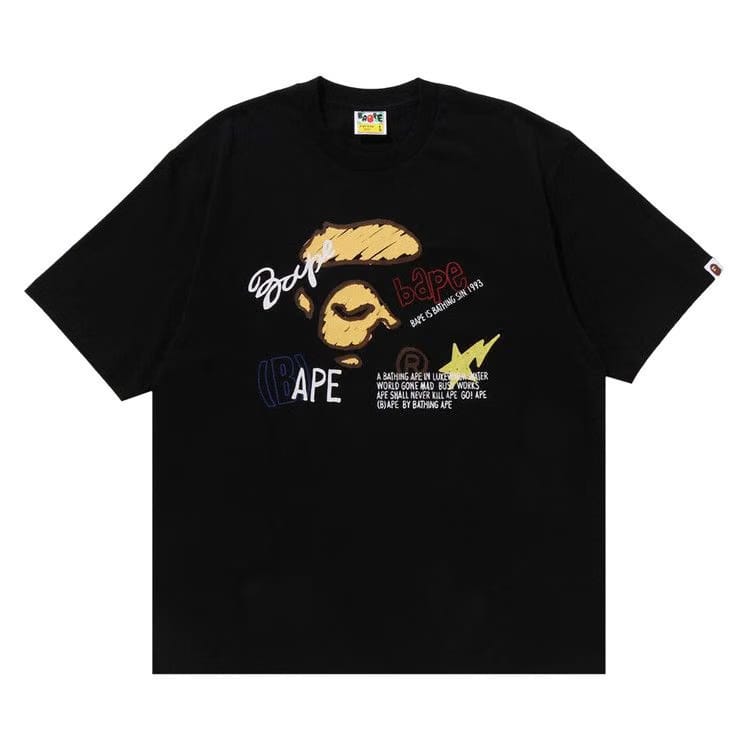 Bape Hand Draw Graphic Relaxed Fit T-Shirt Black