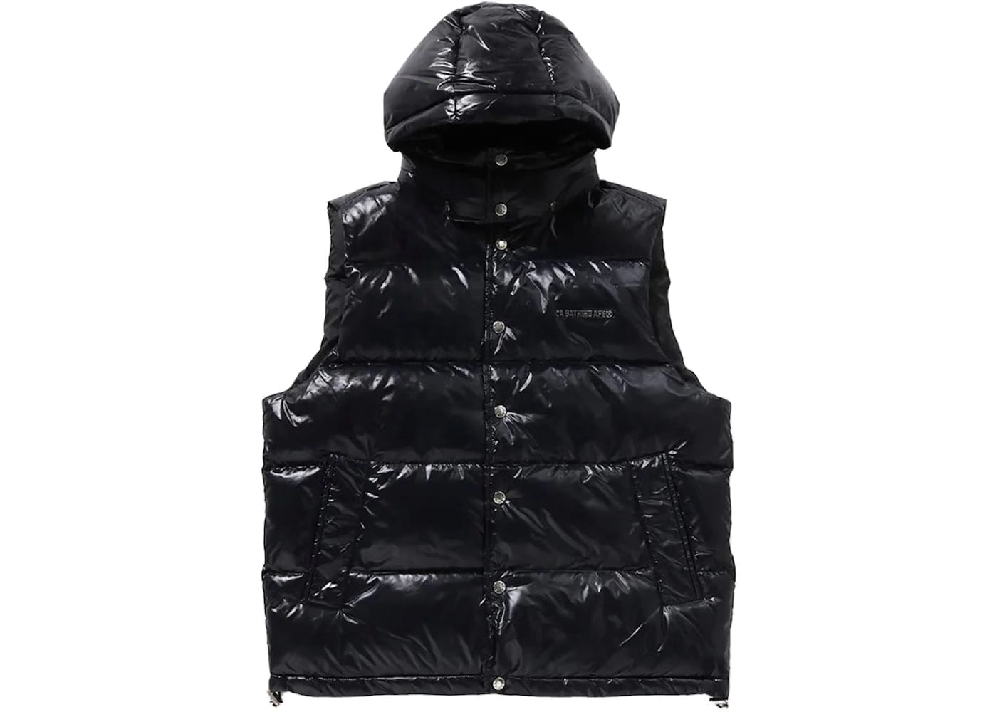 Bape Line Camo Debossed Nylon Down Vest Black