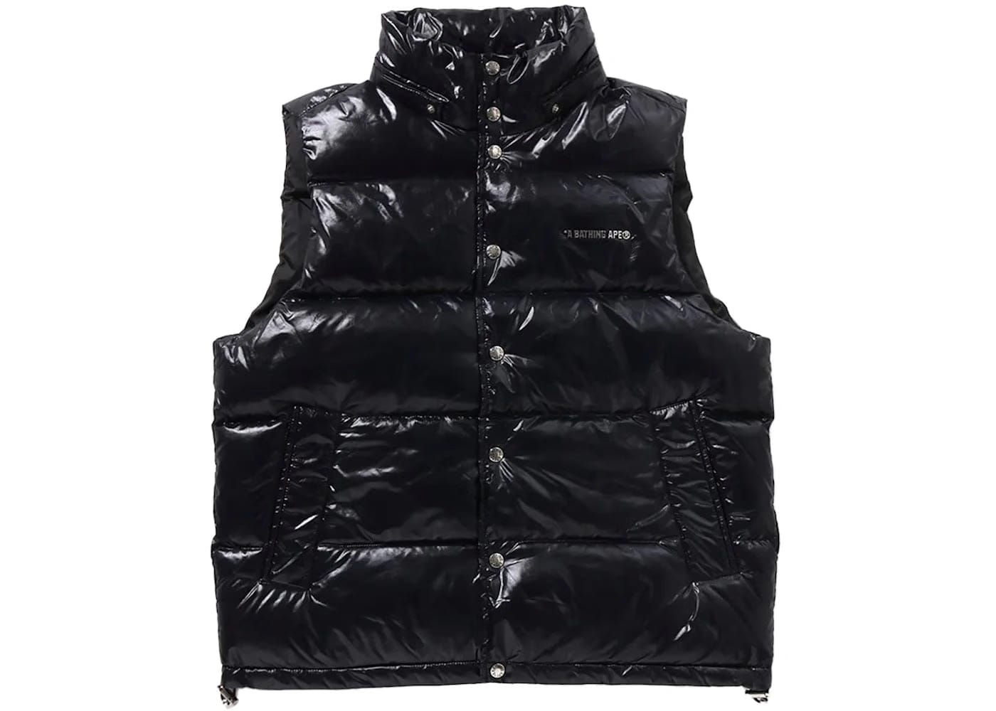 Bape Line Camo Debossed Nylon Down Vest Black